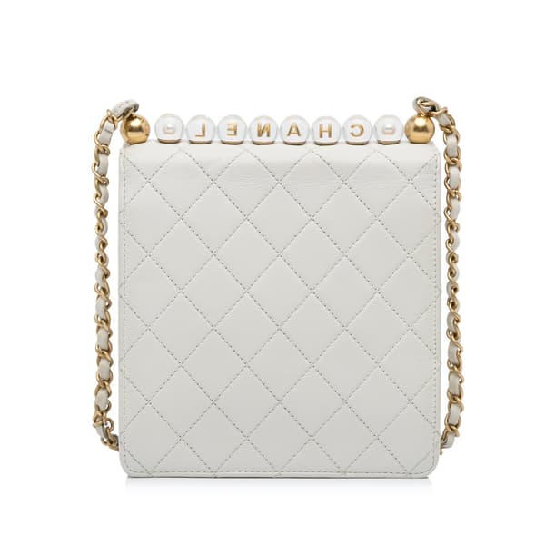 Pre-owned Chanel Mini Chic Pearls Crossbody White