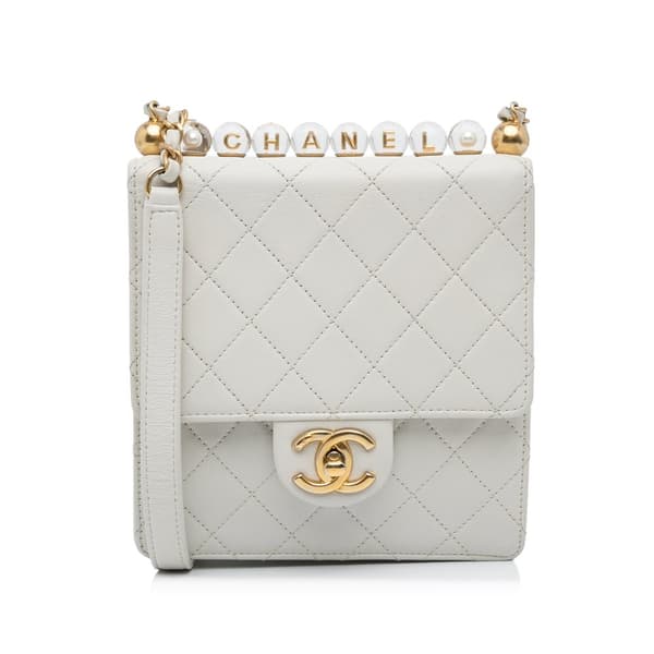 Pre-owned Chanel Mini Chic Pearls Crossbody White