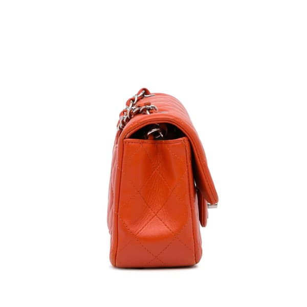 Pre-owned Chanel Mini Rectangular Classic Lambskin Single Flap Orange