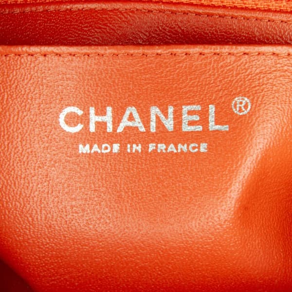 Pre-owned Chanel Mini Rectangular Classic Lambskin Single Flap Orange