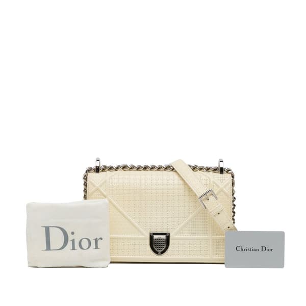 Pre-owned Dior Medium Patent Diorama White