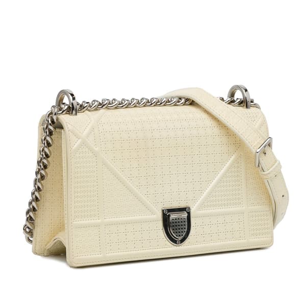 Pre-owned Dior Medium Patent Diorama White