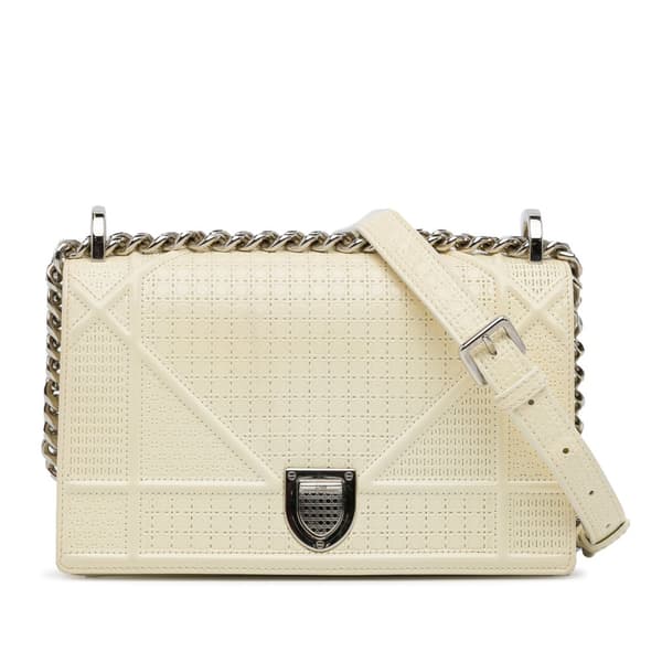 Pre-owned Dior Medium Patent Diorama White