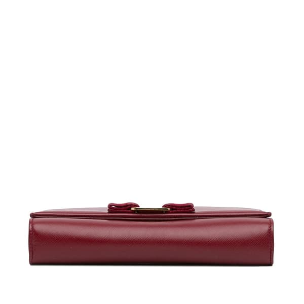 Pre-owned Ferragamo Vara Bow Chain Crossbody Red