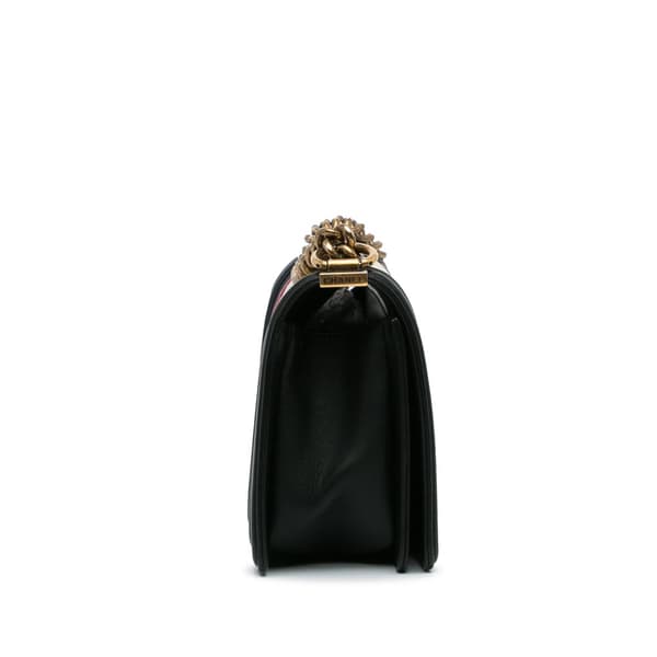 Pre-owned Chanel Crest-Embellished Medium Boy Bag White
