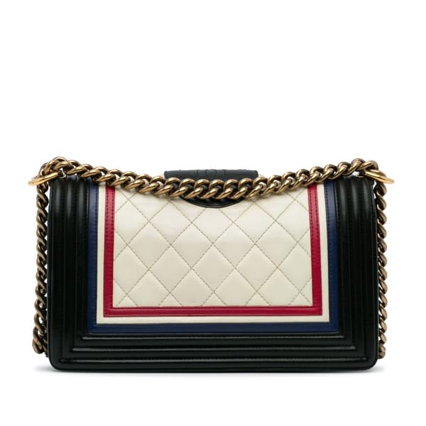 Pre-owned Chanel Crest-Embellished Medium Boy Bag White