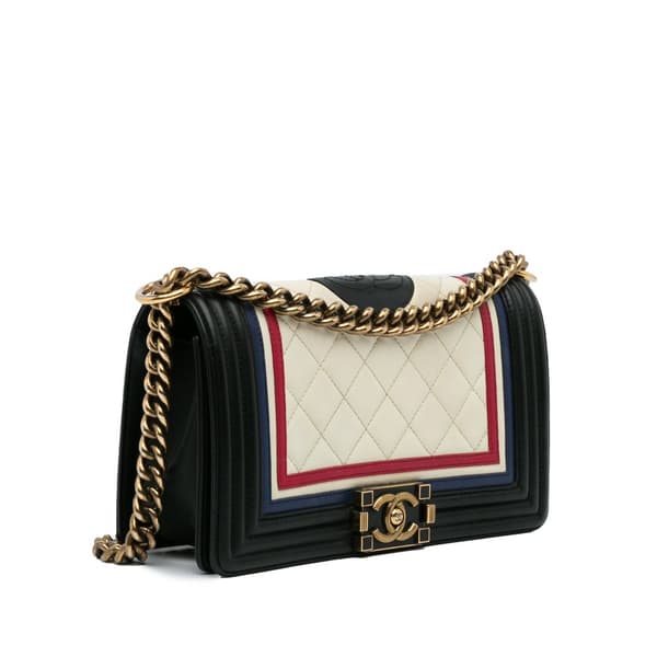 Pre-owned Chanel Crest-Embellished Medium Boy Bag White