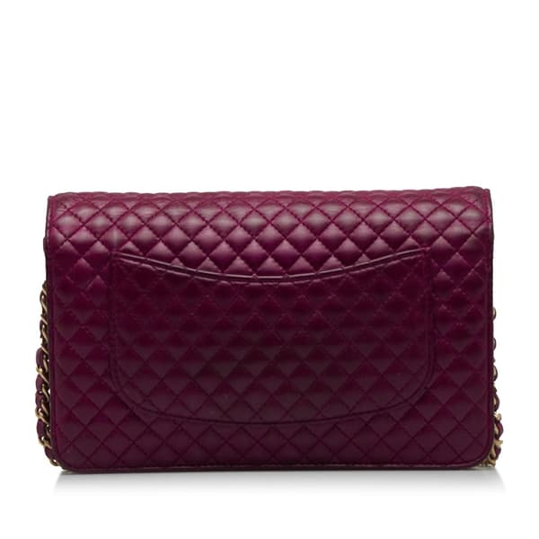 Pre-owned Chanel Camellia Wallet On Chain Purple