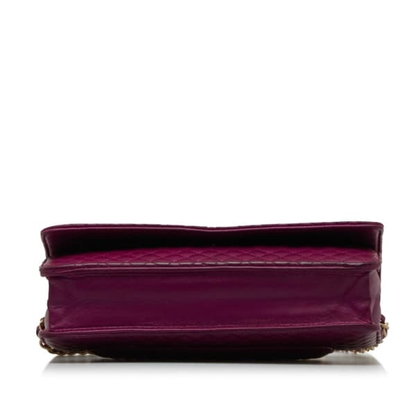 Pre-owned Chanel Camellia Wallet On Chain Purple