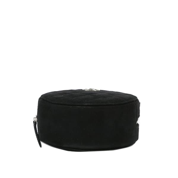 Pre-owned Chanel Suede Cocostellar Round Clutch on Chain Black
