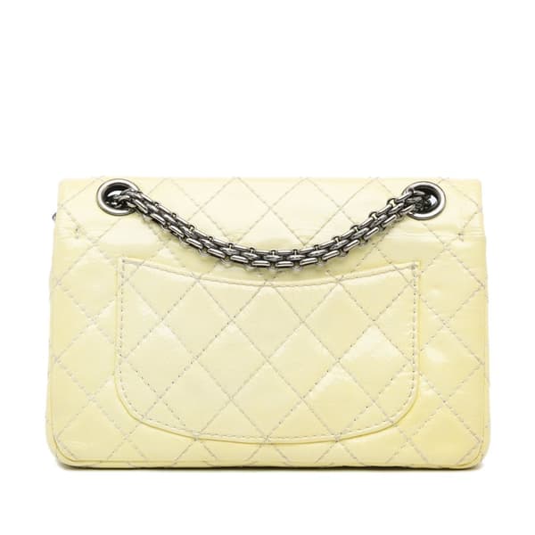 Pre-owned Chanel Mini Reissue 2.55 Patent Double Flap Yellow