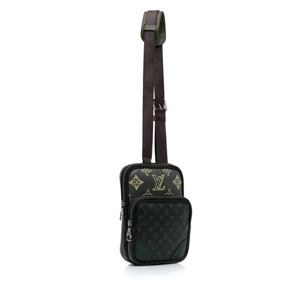 Pre-owned Louis Vuitton Monogram Eclipse Amazone Patchwork Sling Bag Black