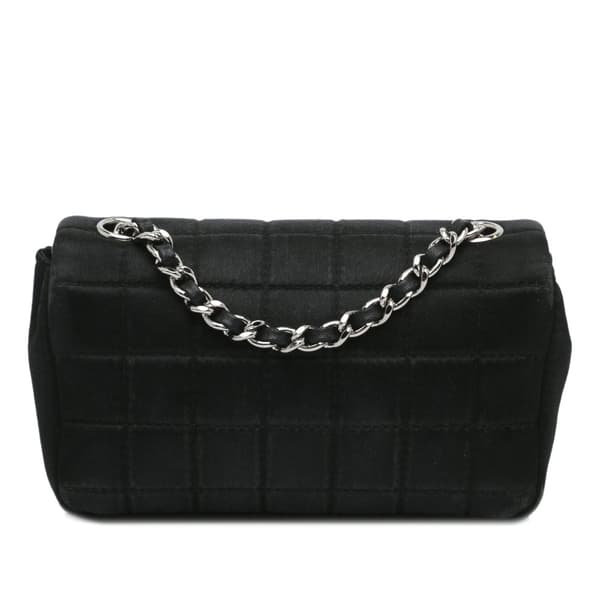 Pre-owned Chanel Extra Mini Satin Choco Bar Charms Flap Bag Black