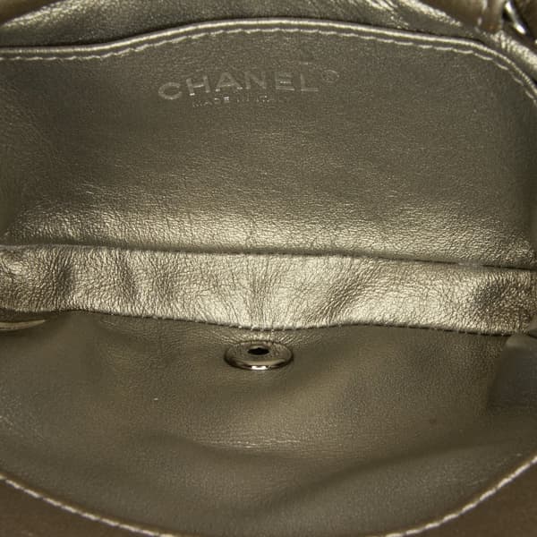 Pre-owned Chanel Mini Embellished Calfskin Chevron Square Envelop Flap Gray