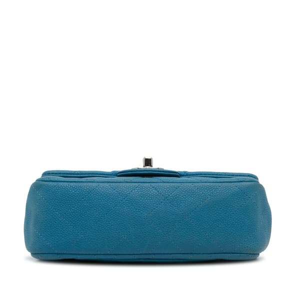 Pre-owned Chanel Mini Rectangular Classic Caviar Single Flap Blue