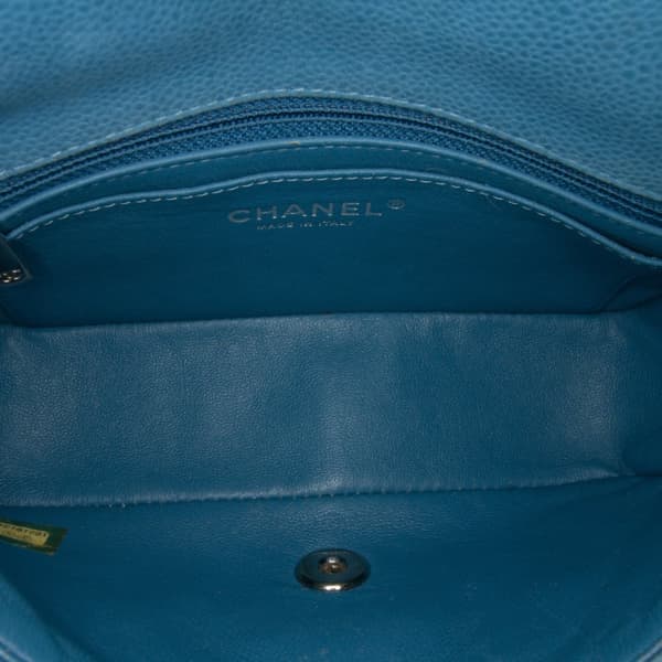 Pre-owned Chanel Mini Rectangular Classic Caviar Single Flap Blue