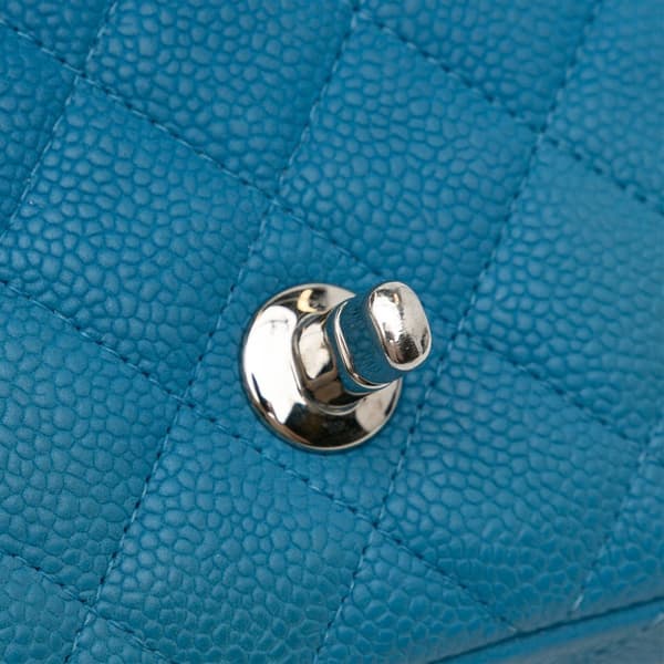 Pre-owned Chanel Mini Rectangular Classic Caviar Single Flap Blue