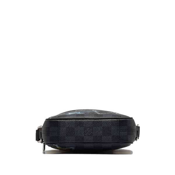 Pre-owned Louis Vuitton Damier Graphite Renaissance Map Danube Slim PM Black