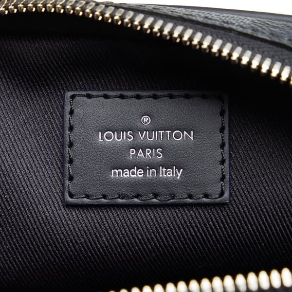 Pre-owned Louis Vuitton Damier Graphite Renaissance Map Danube Slim PM Black