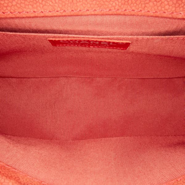 Pre-owned Chanel Old Medium Quilted Caviar Boy Flap Red