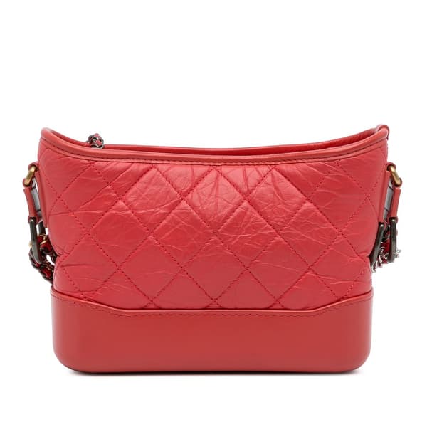 Pre-owned Chanel Small Chevron Lambskin Gabrielle Crossbody Red