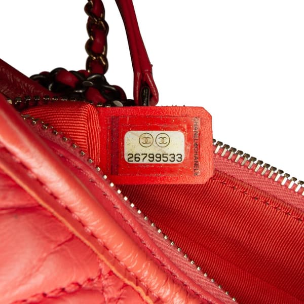 Pre-owned Chanel Small Chevron Lambskin Gabrielle Crossbody Red