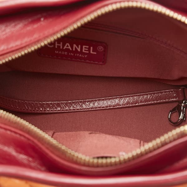 Pre-owned Chanel Small Chevron Lambskin Gabrielle Crossbody Bag Orange