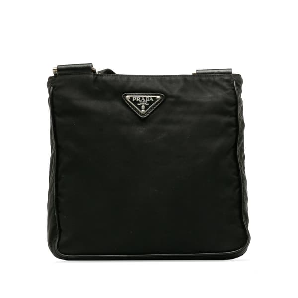 Pre-owned Prada Tessuto Buckle Messenger Bag Black