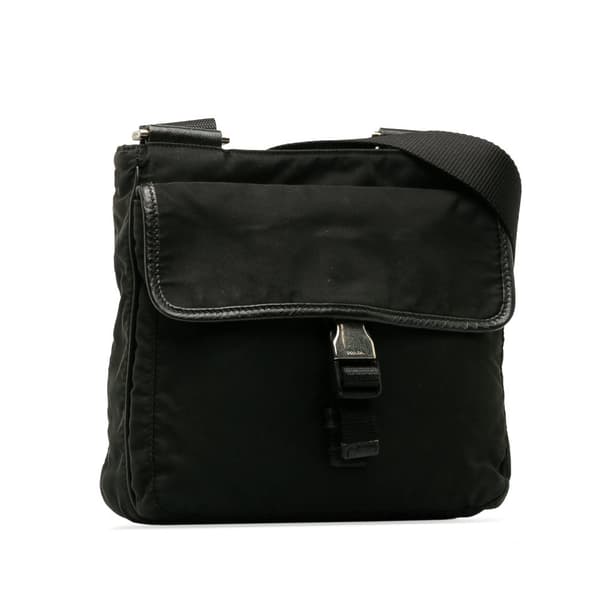 Pre-owned Prada Tessuto Buckle Messenger Bag Black