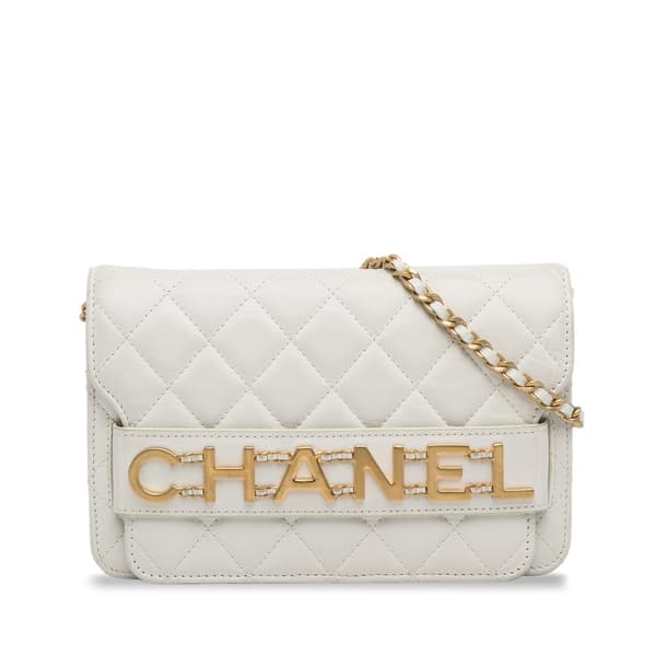 Pre-owned Chanel Enchained Wallet on Chain White