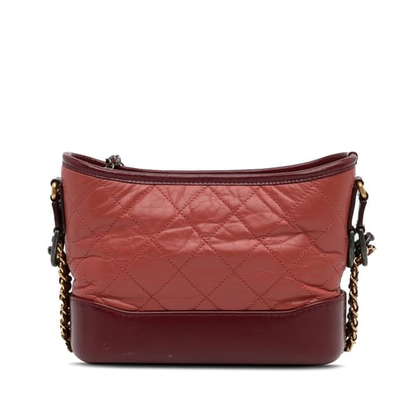 Pre-owned Chanel Small Chevron Lambskin Gabrielle Crossbody Red