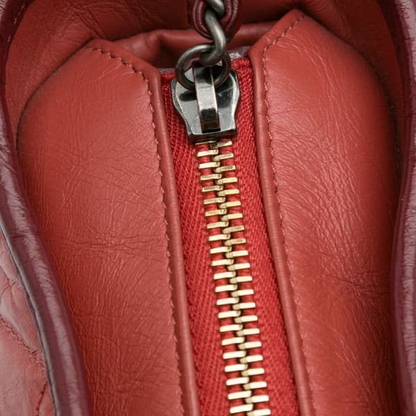 Pre-owned Chanel Small Chevron Lambskin Gabrielle Crossbody Red