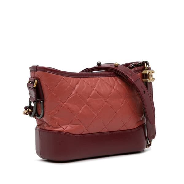 Pre-owned Chanel Small Chevron Lambskin Gabrielle Crossbody Red