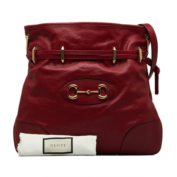 Pre-owned Gucci Horsebit 1955 Drawstring Crossbody Bag Red