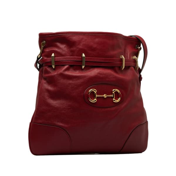 Pre-owned Gucci Horsebit 1955 Drawstring Crossbody Bag Red
