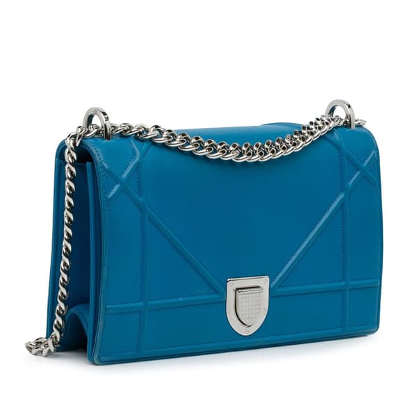 Pre-owned Dior Medium Diorama Flap Blue