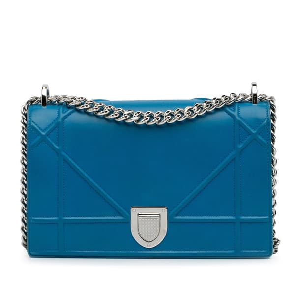 Pre-owned Dior Medium Diorama Flap Blue