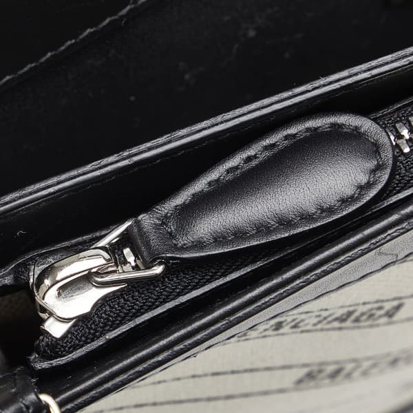 Pre-owned Balenciaga All Over Logo Navy Pochette S White