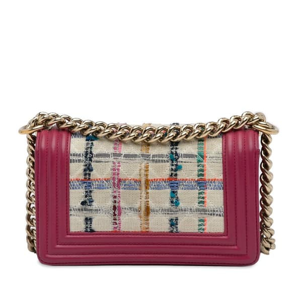 Pre-owned Chanel Small Tweed Boy Bag Pink