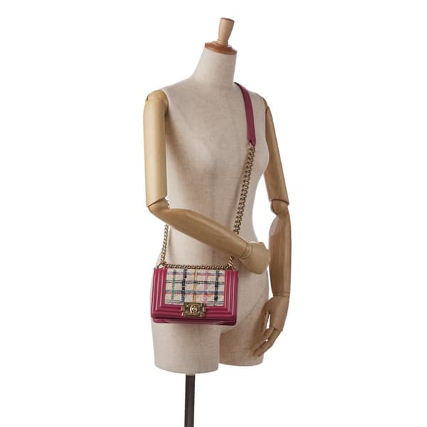 Pre-owned Chanel Small Tweed Boy Bag Pink
