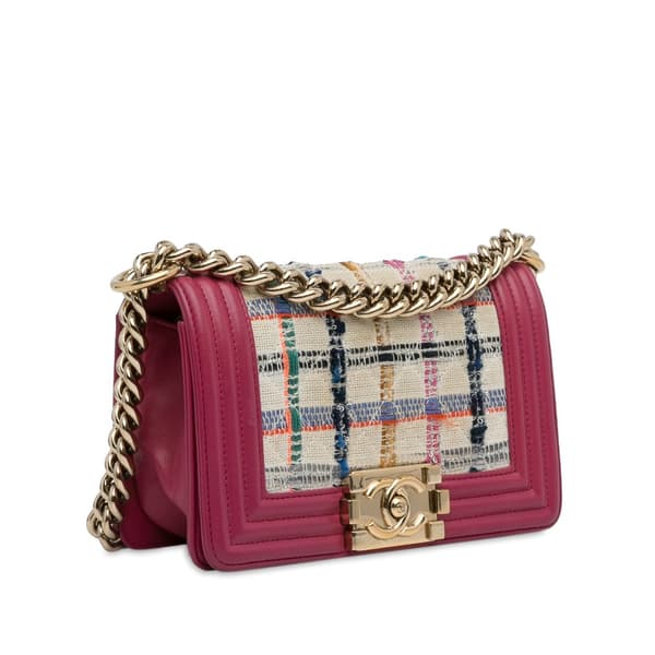 Pre-owned Chanel Small Tweed Boy Bag Pink