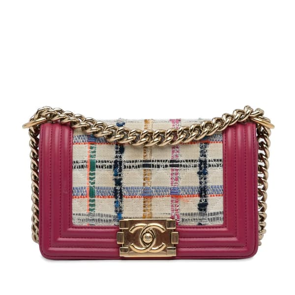 Pre-owned Chanel Small Tweed Boy Bag Pink