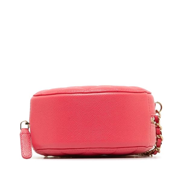 Pre-owned Chanel Caviar 19 Round Clutch With Chain Pink