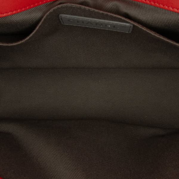 Pre-owned Chanel Old Medium Quilted Lambskin and Stingray Strap Boy Flap Red