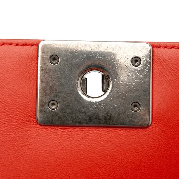 Pre-owned Chanel Old Medium Quilted Lambskin and Stingray Strap Boy Flap Red