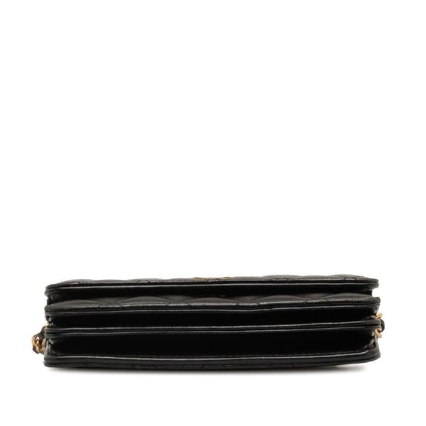 Pre-owned Chanel Lambskin Romance Wallet On Chain Black