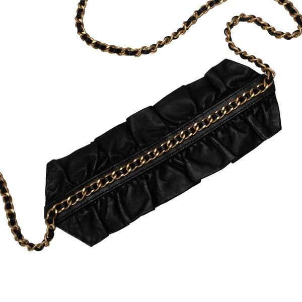 Pre-owned Chanel Lambskin Romance Wallet On Chain Black