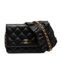 Miniatyrbild 1 av 10: Pre-owned Chanel Lambskin Romance Wallet On Chain Black