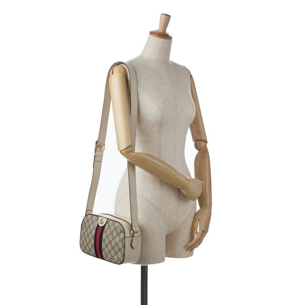 Pre-owned Gucci GG Supreme Ophidia Crossbody Bag Brown