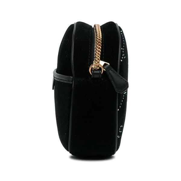 Pre-owned Stella McCartney Mini Crystal Monogram Round Crossbody Black